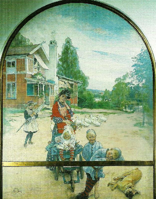 Carl Larsson garden i sundborn Norge oil painting art